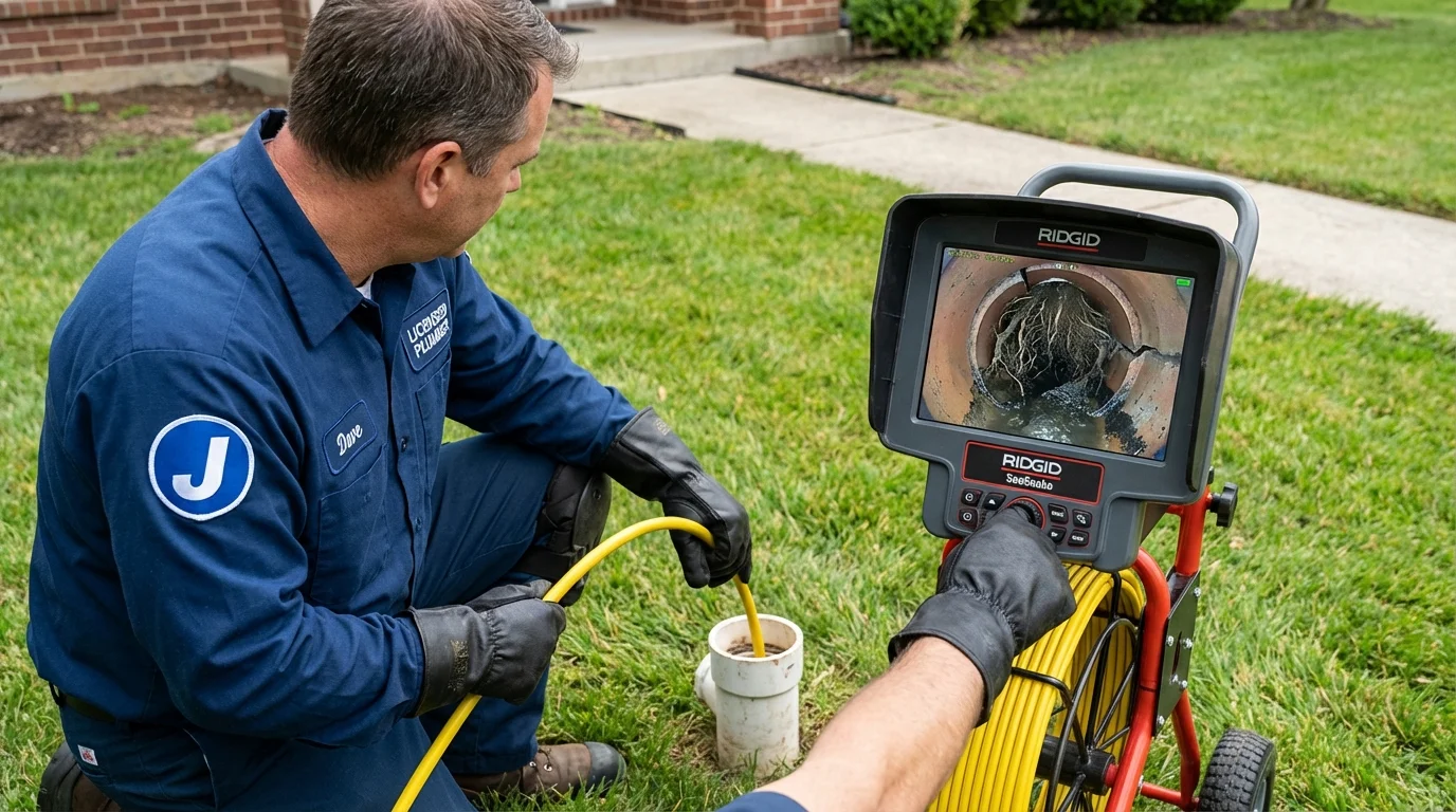 Sewer camera inspection being performed by Johns Plumbing LLC in Bunker Hill